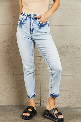 Shop Light BAYEAS High Waisted Accent Skinny Jeans - High-Quality U.S. Made Women’s Fashion with Free & Fast Shipping