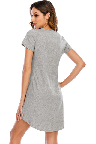 Shop Graphic Round Neck Short Sleeve Lounge Dress - High-Quality U.S. Made Women’s Fashion with Free Fast Shipping