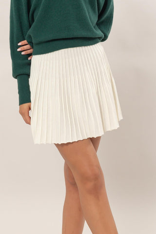 Shop HYFVE High Waist Knit Pleated Flare Mini Skirt - High-Quality U.S. Made Women’s Fashion with Free & Fast Shipping