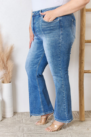 Shop RISEN Full Size High Rise Ankle Flare Jeans - High-Quality U.S. Made Women’s Fashion with Free & Fast Shipping