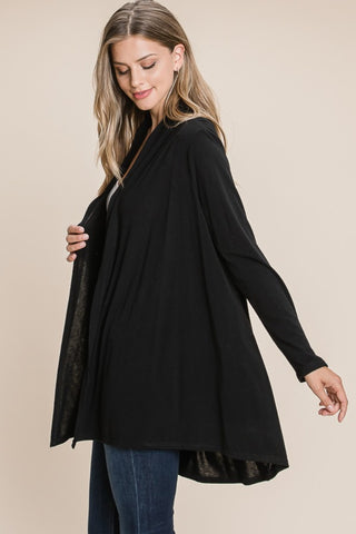 Shop BOMBOM Open Front Long Sleeve Cardigan - High-Quality U.S. Made Women’s Fashion with Free & Fast Shipping