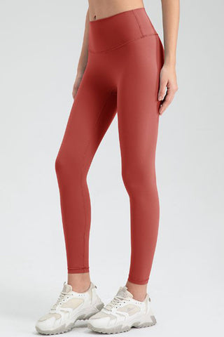 Shop Red Orange Wide Waistband Sport Leggings - High-Quality U.S. Made Women’s Fashion with Free & Fast Shipping