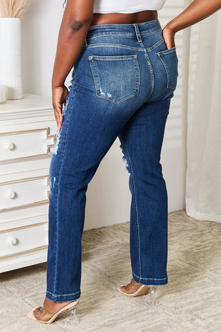 Shop Judy Blue Full Size Mid Rise Hand Sand & Destroy Bootcut Jeans - High-Quality U.S. Made Women’s Fashion with Free Fast Shipping