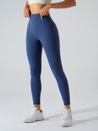 Shop Dark Blue High Waist Wide Waistband Active Leggings - High-Quality U.S. Made Women’s Fashion with Free & Fast Shipping