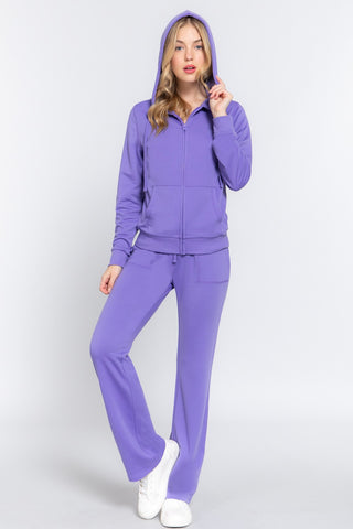 Shop ACTIVE BASIC French Terry Zip Up Hoodie and Drawstring Pants Set - High-Quality U.S. Made Women’s Fashion with Free Fast Shipping