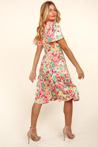 Shop Haptics Tiered Floral Midi Dress with Pockets - High-Quality U.S. Made Women’s Fashion with Free & Fast Shipping