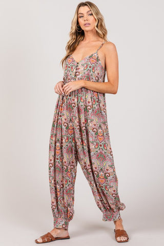 Shop SAGE + FIG Multi Paisley Print Sleeveless Jumpsuit - High-Quality U.S. Made Women’s Fashion with Free & Fast Shipping