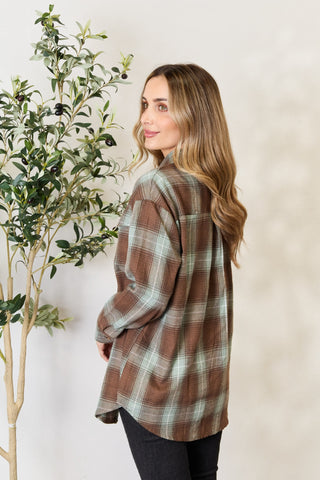 Shop Plaid Dropped Shoulder Shirt - High-Quality U.S. Made Women’s Fashion with Free & Fast Shipping