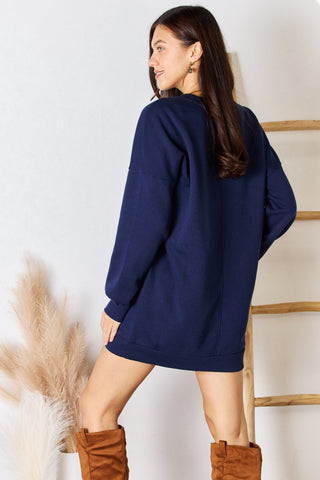 Shop Zenana Oversized Round Neck Long Sleeve Sweatshirt - High-Quality U.S. Made Women’s Fashion with Free & Fast Shipping