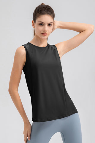 Shop Round Neck Wide strap Active Tank - High-Quality U.S. Made Women’s Fashion with Free & Fast Shipping