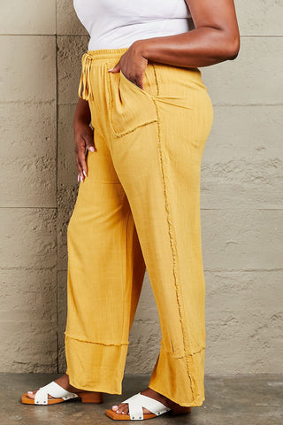 Shop HEYSON Love Me Full Size Mineral Wash Wide Leg Pants - High-Quality U.S. Made Women’s Fashion with Free & Fast Shipping