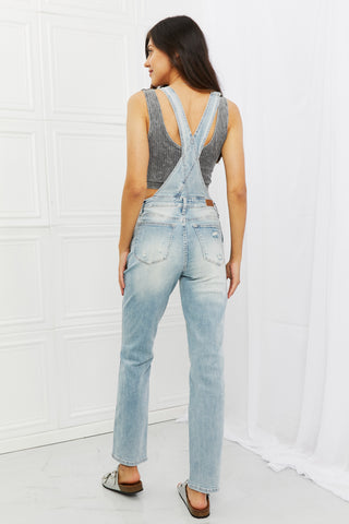 Shop Judy Blue Melina Full Size Distressed Straight Leg Overalls - High-Quality U.S. Made Women’s Fashion with Free Fast Shipping