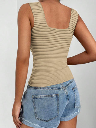 Shop Square Neck Wide Strap Tank - High-Quality U.S. Made Women’s Fashion with Free & Fast Shipping