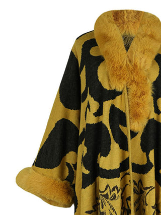 Shop Faux Fur Trim Poncho - High-Quality U.S. Made Women’s Fashion with Free Fast Shipping