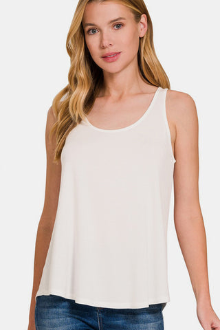 Shop Zenana Round Neck Flowy Hem Tank - High-Quality U.S. Made Women’s Fashion with Free Fast Shipping