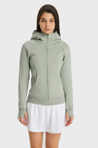 Shop Millennia Zip Up Seam Detail Hooded Sports Jacket - High-Quality U.S. Made Women’s Fashion with Free & Fast Shipping