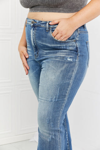 Shop RISEN Full Size Iris High Waisted Flare Jeans - High-Quality U.S. Made Women’s Fashion with Free & Fast Shipping