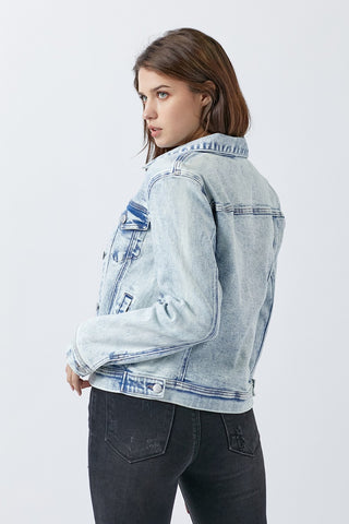 Shop RISEN Button Up Washed Denim Jacket - High-Quality U.S. Made Women’s Fashion with Free & Fast Shipping