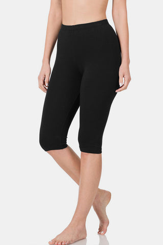 Shop Black Zenana Full Size High Waist Capris - High-Quality U.S. Made Women’s Fashion with Free & Fast Shipping