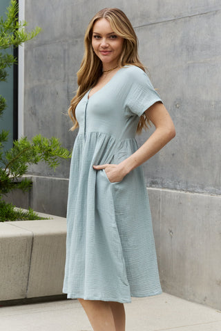 Shop Sweet Lovely By Jen Full Size Button Down Midi Dress - High-Quality U.S. Made Women’s Fashion with Free & Fast Shipping