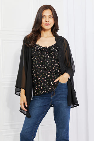 Shop Melody Just Breathe Full Size Chiffon Kimono in Black - High-Quality U.S. Made Women’s Fashion with Free & Fast Shipping