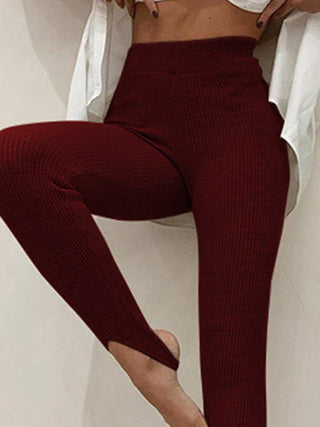 Shop Ribbed Mid Waist Leggings - High-Quality U.S. Made Women’s Fashion with Free & Fast Shipping