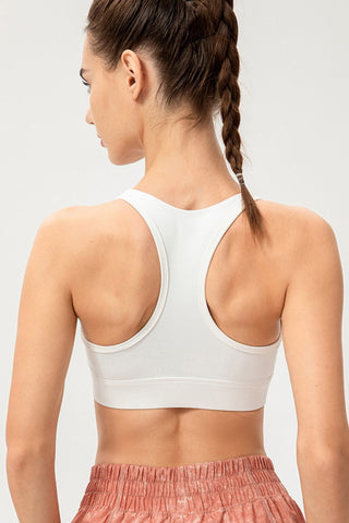 Shop Zip-Up Round Neck Sports Bra - High-Quality U.S. Made Women’s Fashion with Free & Fast Shipping