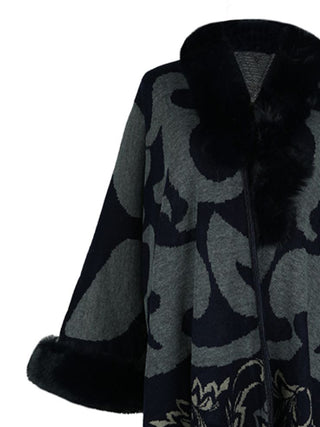 Shop Faux Fur Trim Poncho - High-Quality U.S. Made Women’s Fashion with Free & Fast Shipping