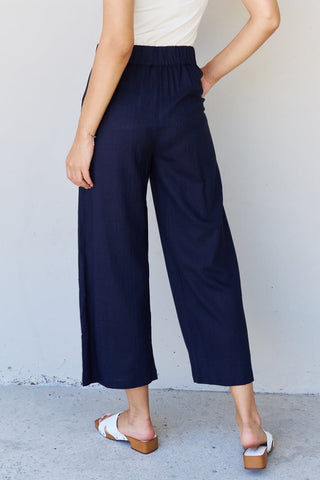 Shop And The Why In The Mix Full Size Pleated Detail Linen Pants in Dark Navy - High-Quality U.S. Made Women’s Fashion with Free & Fast Shipping