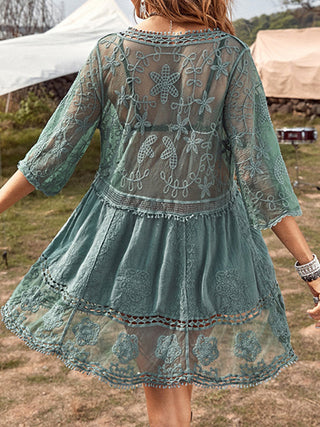 Shop Lace Detail Plunge Cover-Up Dress - High-Quality U.S. Made Women’s Fashion with Free & Fast Shipping