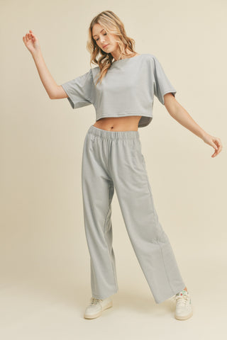 Shop Kimberly C Full Size Short Sleeve Cropped Top and Wide Leg Pants Set - High-Quality U.S. Made Women’s Fashion with Free Fast Shipping