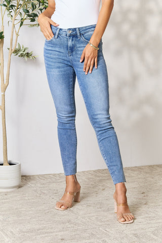 Shop Medium BAYEAS Raw Hem Skinny Jeans - High-Quality U.S. Made Women’s Fashion with Free & Fast Shipping