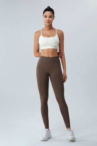 Shop Chocolate Ruched High Waist Active Leggings - High-Quality U.S. Made Women’s Fashion with Free & Fast Shipping