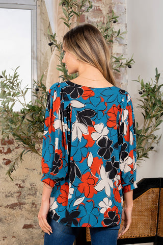 Shop Sew In Love Full Size Printed Boat Neck Blouse - High-Quality U.S. Made Women’s Fashion with Free & Fast Shipping