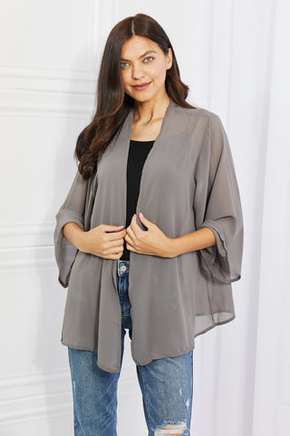 Shop Melody Just Breathe Full Size Chiffon Kimono in Grey - High-Quality U.S. Made Women’s Fashion with Free & Fast Shipping