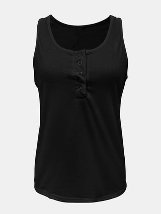 Shop Full Size Quarter Snap Scoop Neck Tank - High-Quality U.S. Made Women’s Fashion with Free Fast Shipping