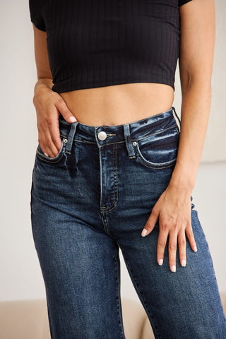 Shop RFM Full Size Tummy Control High Waist Raw Hem Jeans - High-Quality U.S. Made Women’s Fashion with Free Fast Shipping