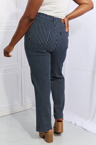 Shop Judy Blue Cassidy Full Size High Waisted Tummy Control Striped Straight Jeans - High-Quality U.S. Made Women’s Fashion with Free & Fast Shipping