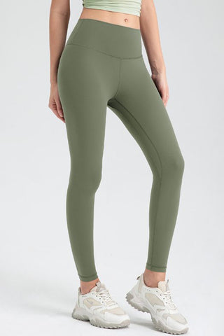 Shop Matcha Green Wide Waistband Slim Fit Active Leggings - High-Quality U.S. Made Women’s Fashion with Free & Fast Shipping