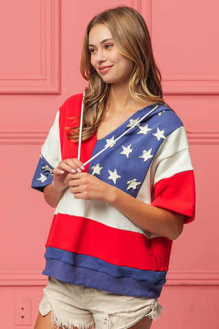 Shop BiBi American Flag Theme Hoodie - High-Quality U.S. Made Women’s Fashion with Free & Fast Shipping