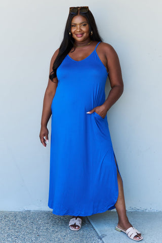 Shop Royal Blue Ninexis Good Energy Full Size Cami Side Slit Maxi Dress in Royal Blue - High-Quality U.S. Made Women’s Fashion with Free & Fast Shipping