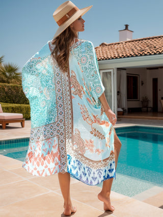 Shop Printed Open Front Cover-Up - High-Quality U.S. Made Women’s Fashion with Free Fast Shipping