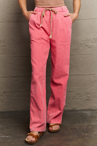 Shop Coral POL Leap Of Faith Corduroy Straight Fit Pants - High-Quality U.S. Made Women’s Fashion with Free & Fast Shipping