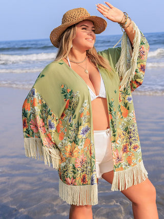 Shop Plus Size Fringe Open Front Cover-Up - High-Quality U.S. Made Women’s Fashion with Free & Fast Shipping