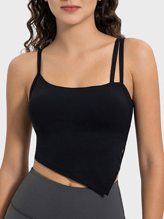 Shop Millennia Slit Asymmetrical Neck Active Cami - High-Quality U.S. Made Women’s Fashion with Free & Fast Shipping