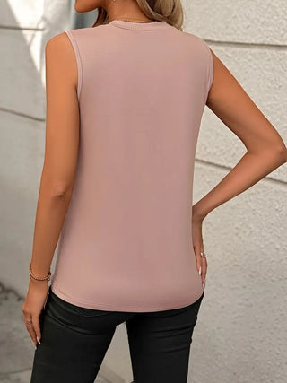 Shop Dusty Pink Round Neck Sleeveless Tank - High-Quality U.S. Made Women’s Fashion with Free & Fast Shipping