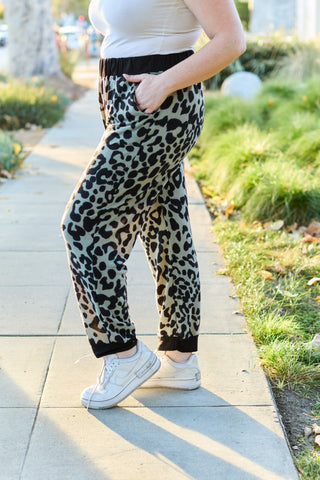 Shop Celeste Design Full Size Leopard Contrast Sweatpants - High-Quality U.S. Made Women’s Fashion with Free & Fast Shipping