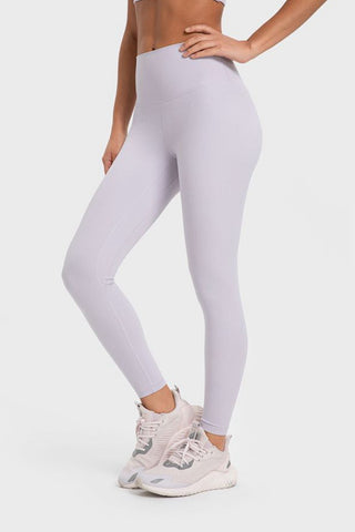 Shop Lilac Highly Stretchy Wide Waistband Yoga Leggings - High-Quality U.S. Made Women’s Fashion with Free & Fast Shipping