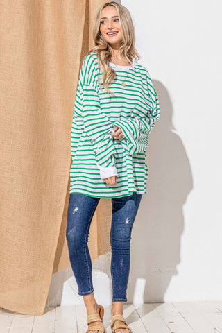 Shop And The Why Oversized Striped Balloon Sleeve Top - High-Quality U.S. Made Women’s Fashion with Free & Fast Shipping