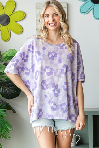 Shop HOPELY Print Waffle Oversized T-Shirt - High-Quality U.S. Made Women’s Fashion with Free & Fast Shipping